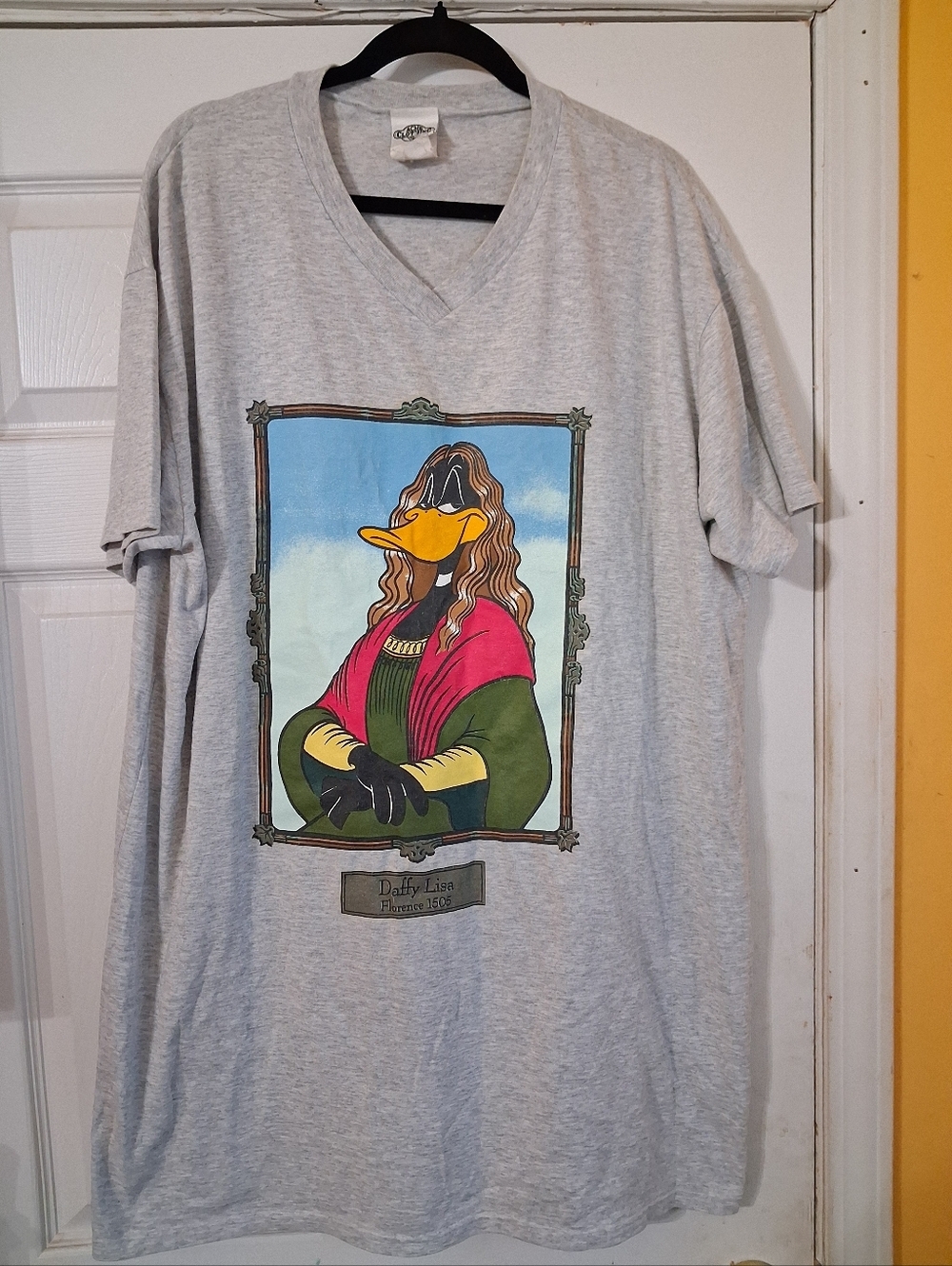 Vintage 90s Daffy Duck Sleep Shirt One Size Mona Lisa Art Funny ACME Clothing